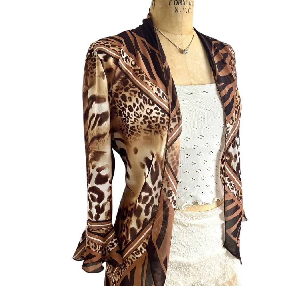 Elementz Sheer Leopard Print Duster Cardigan Rhin… - image 5